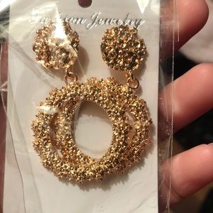 Gold Circle Drop Earrings